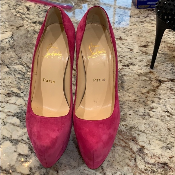 Christian Louboutin Shoes - Christian Louboutin Hot Pink Suede Platforms